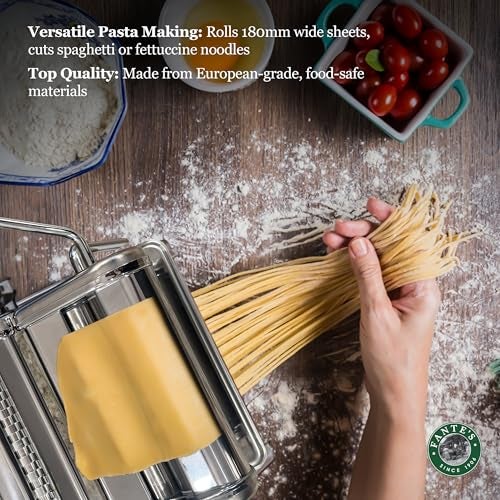 Fante's Fante’s Double Cutter Classic Pasta Maker, Hand-Crank Noodle Press with Adjustable Thickness Settings for Fresh Homemade Pasta, Dumplings - Image 3