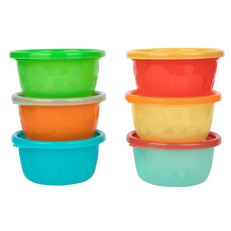 The First Years Take Toss Toddler Bowls Set Reusable Toddler Snack Cups Toddler and Baby Snack Containers with Snap On Lids Ages 9 Months and Up 8 Oz 6 Count