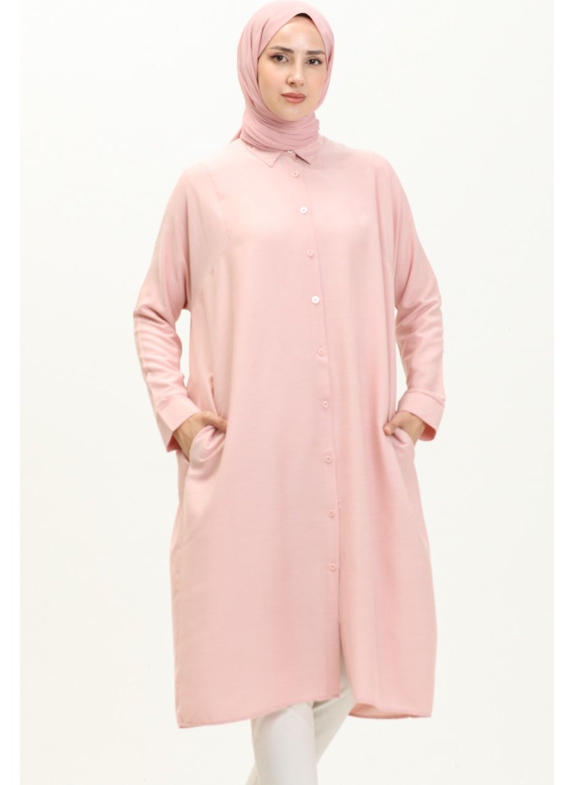 Sefa Merve Raglan Sleeve Tunic 6433-19 Powder  - Image 2