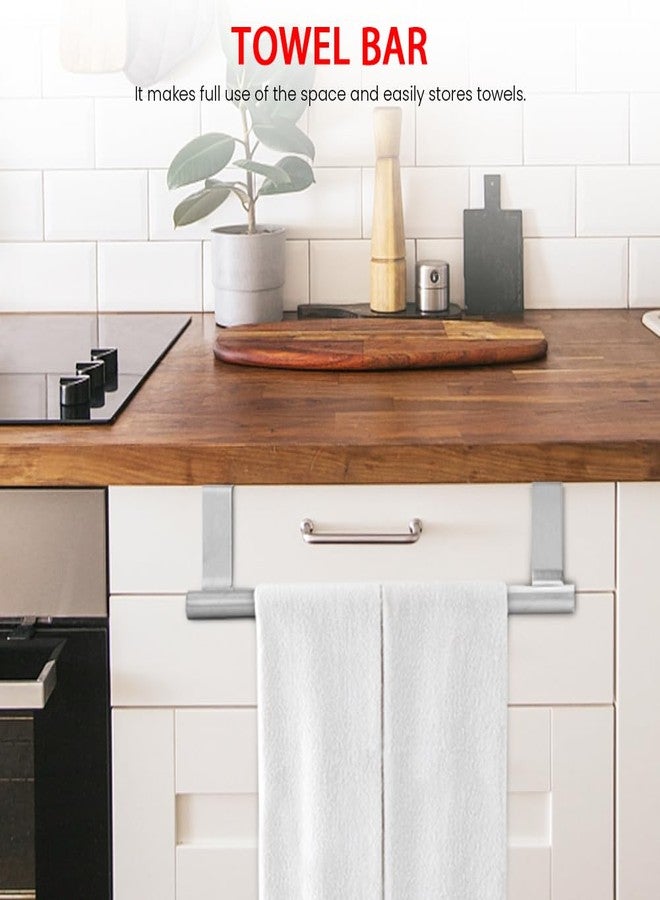 Herxsin Kitchen Towel Holder, 2 Pack Over The Cabinet Door Towel Bar, Stainless Steel Kitchen Towels Rack Scratchproof, Space-Saving Towels Hanger(Color:Silver) - Image 5