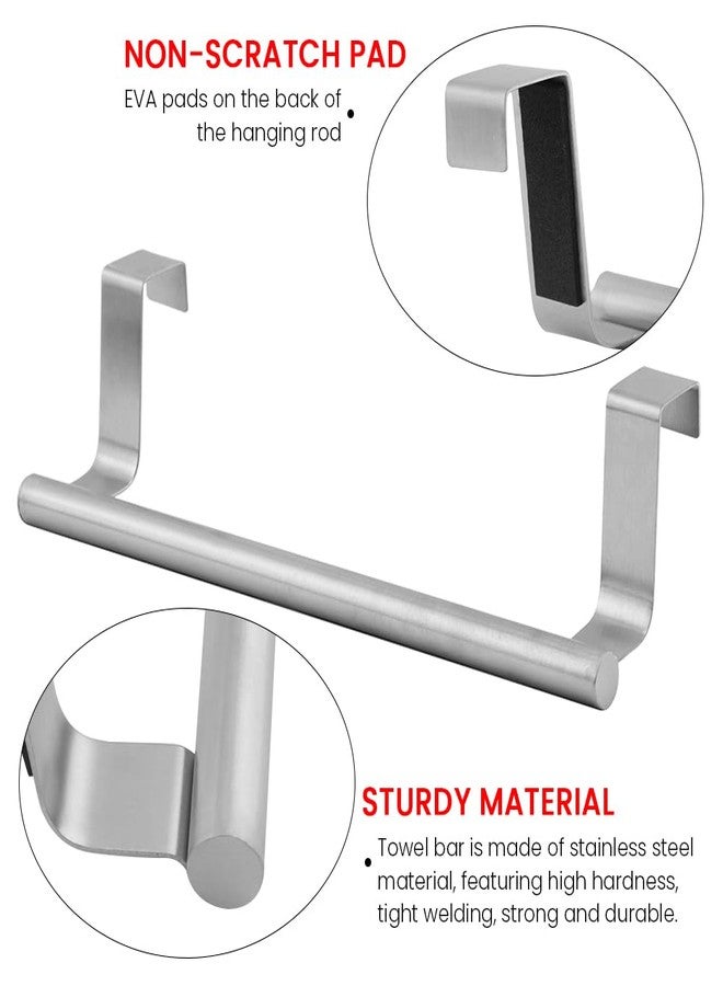 Herxsin Kitchen Towel Holder, 2 Pack Over The Cabinet Door Towel Bar, Stainless Steel Kitchen Towels Rack Scratchproof, Space-Saving Towels Hanger(Color:Silver) - Image 4