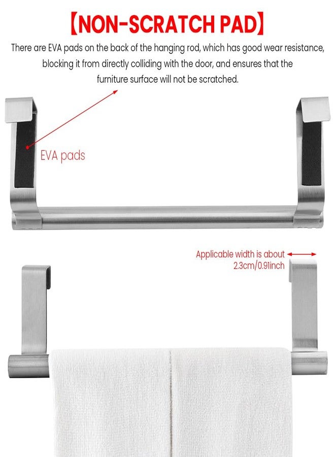 Herxsin Kitchen Towel Holder, 2 Pack Over The Cabinet Door Towel Bar, Stainless Steel Kitchen Towels Rack Scratchproof, Space-Saving Towels Hanger(Color:Silver) - Image 3