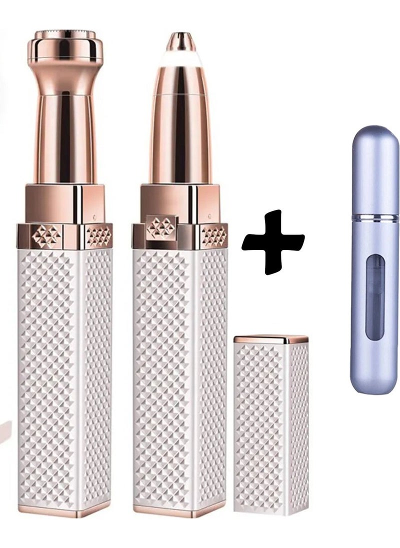 Markafox Luxury 2 Heads Rechargeable Lighted Eyebrow Mustache Removal Body Women Feather Epilation Tool and Mini Perfume Bottle  - Image 1