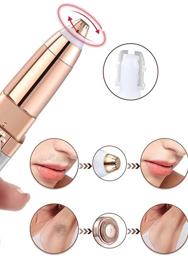 Markafox Luxury 2 Heads Rechargeable Lighted Eyebrow Mustache Removal Body Women Feather Epilation Tool and Mini Perfume Bottle  - Image 4