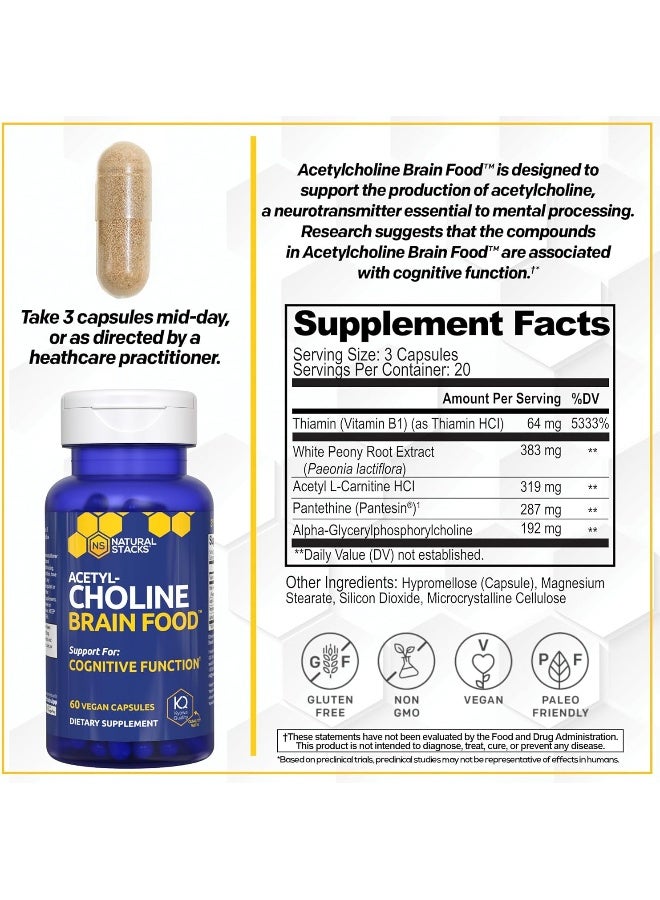 ناتشورال ستاكس مجموعة طبيعية: غذاء الدماغ بالأستيل كولين - مكمل غذائي طبيعي للدماغ - إمداد لمدة 30 يومًا - يعزز الوظائف الإدراكية - يوفر صفاء ذهنيًا أفضل - يساعد في التخلص من ضبابية الدماغ - Image 3