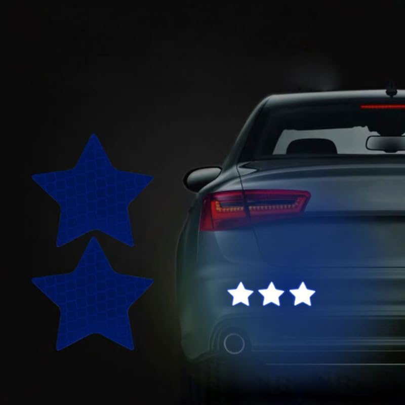 Buylogy® (Blue) 10Pcs Star Car Truck Bumper Safety Reflective Warning Strip Night Driving Riding Safety Stickers Motorcycle Bicycles Safety Sticker - Image 1