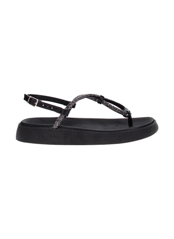 موليكا Moleca Ladies Flat Sandals Black | Made In Brazil