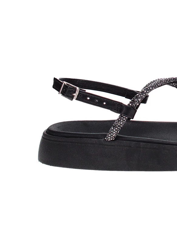 موليكا Moleca Ladies Flat Sandals Black | Made In Brazil
