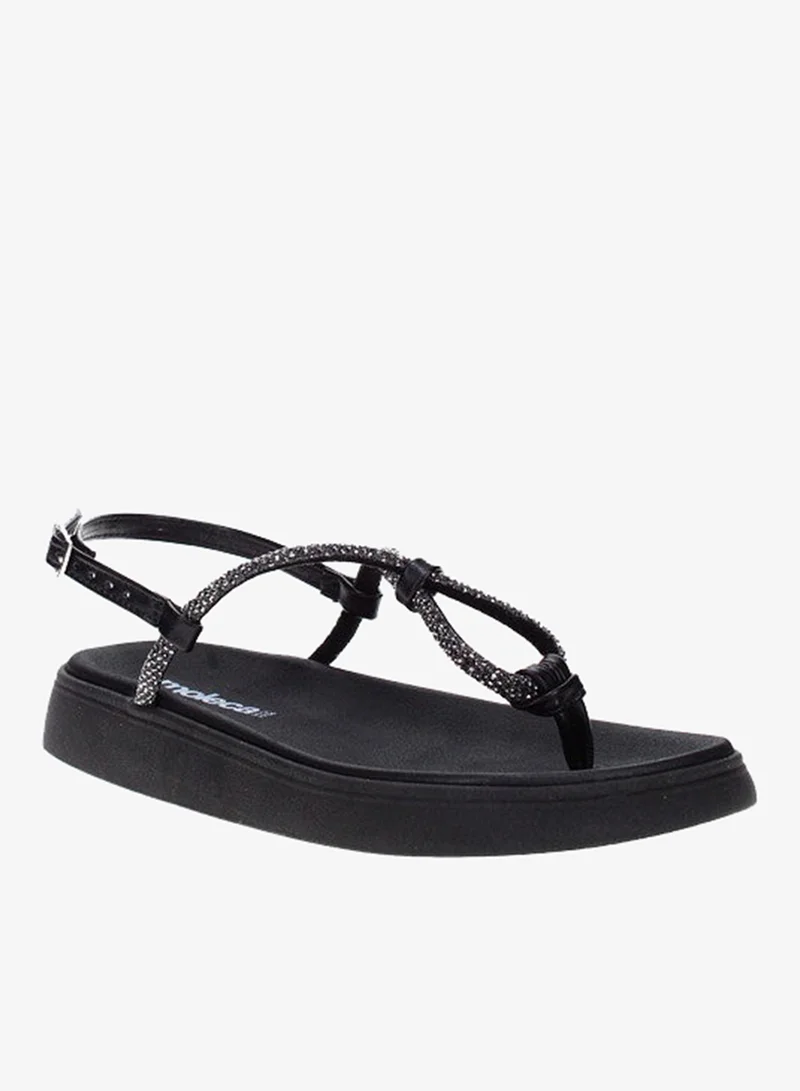 MOLECA Moleca Ladies Flat Sandals Black | Made In Brazil