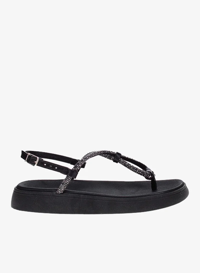 MOLECA Moleca Ladies Flat Sandals Black | Made In Brazil