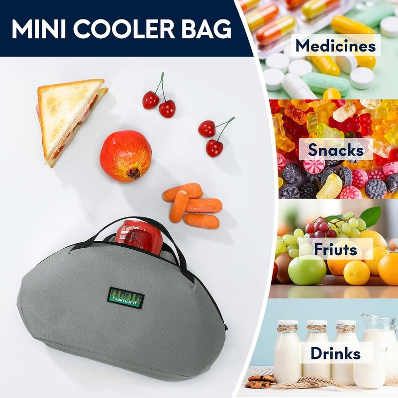 Haimont Freezable Small Cooler Bag Lunch Coolers, Mini Reuse Snack Freezer Bags for Office Airplane, Foldable Insulated Bag to-Go Food Containers with Zip Closure, Gray - Image 4