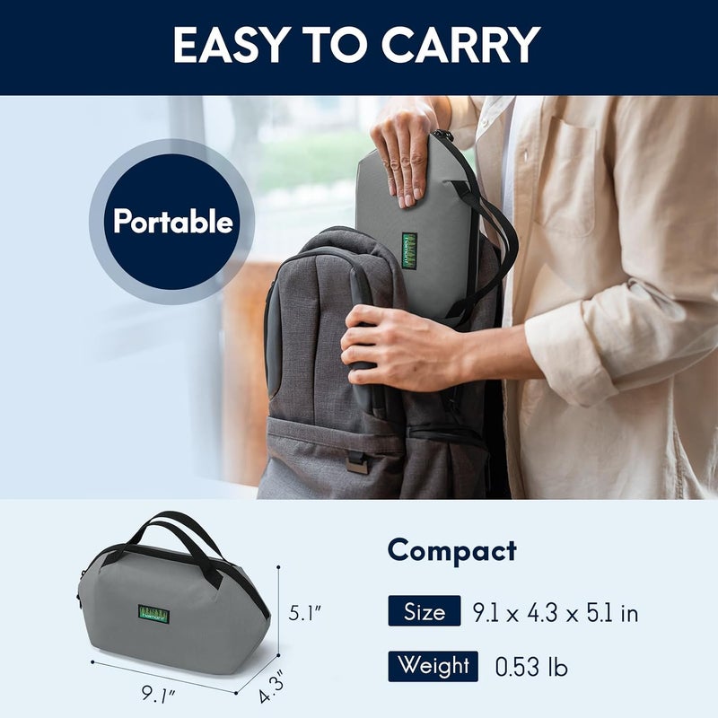 Haimont Freezable Small Cooler Bag Lunch Coolers, Mini Reuse Snack Freezer Bags for Office Airplane, Foldable Insulated Bag to-Go Food Containers with Zip Closure, Gray - Image 5
