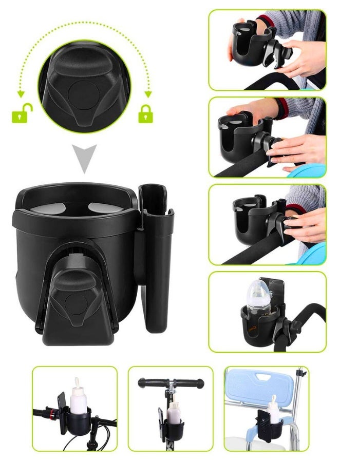 Chase Up Stroller Cup Holder with Phone Holder, Bike Cup Holder, Universal Cup Holder for Uppababy Nuna Doona Strollers, 2-in-1 Cup Phone Holder for Stroller, Bike, Wheelchair, Walker, Scooter - Image 5