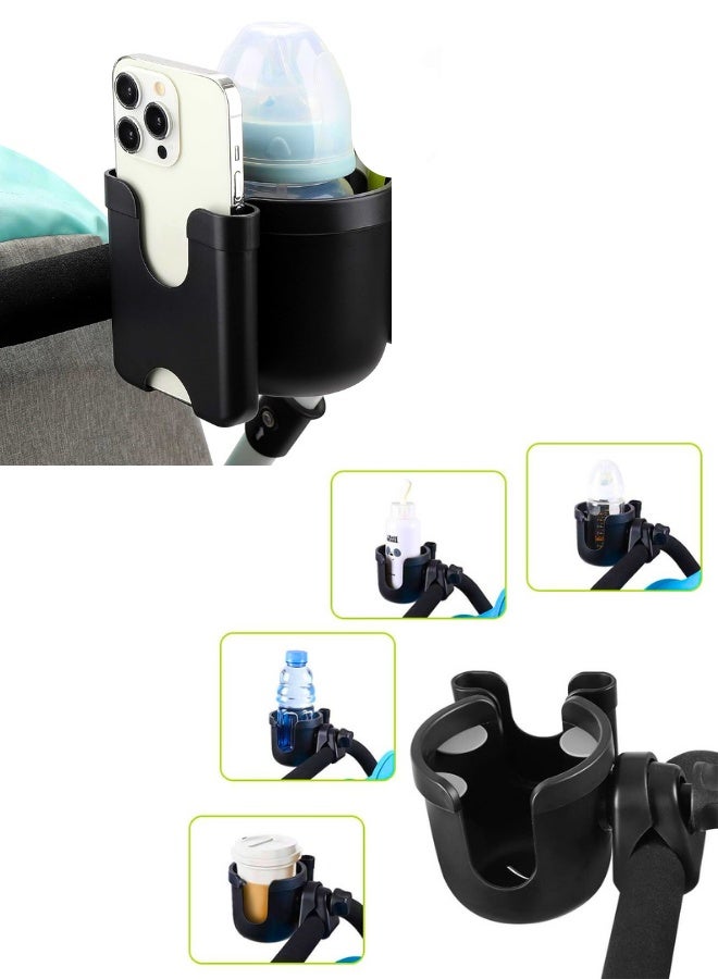 Chase Up Stroller Cup Holder with Phone Holder, Bike Cup Holder, Universal Cup Holder for Uppababy Nuna Doona Strollers, 2-in-1 Cup Phone Holder for Stroller, Bike, Wheelchair, Walker, Scooter - Image 2
