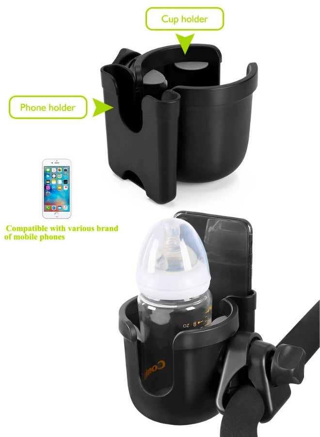 Chase Up Stroller Cup Holder with Phone Holder, Bike Cup Holder, Universal Cup Holder for Uppababy Nuna Doona Strollers, 2-in-1 Cup Phone Holder for Stroller, Bike, Wheelchair, Walker, Scooter - Image 3