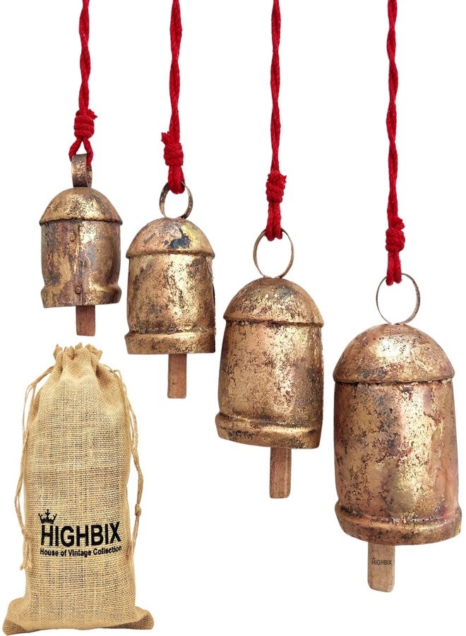 HIGHBIX Shabby Chic Country Rustic Harmony Cow Bells Vintage Handmade Rustic Lucky Christmas Tree Hanging Ornaments and Farmhouse Decor (4) - Image 1