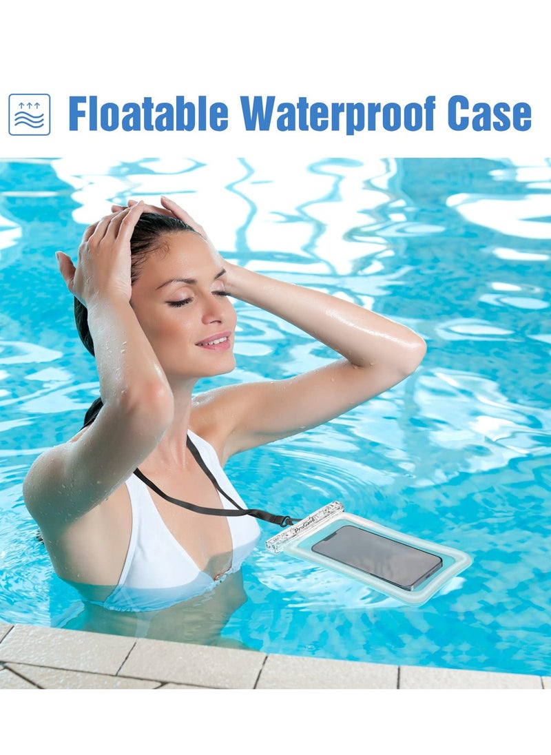 Procases Floating Waterproof Phone Pouch Universal Float Underwater Dry Bag Case for iPhone 13 Pro Max Beach Swimming 2 Pack Clear  - Image 2
