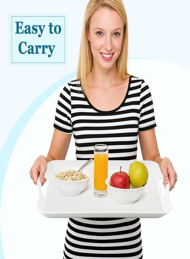 Enjamyo 3 Pack Serving Trays with Handles, 16 x 11 inch Rectangular Plastic Serving Platter, Food Serving Tray for Restaurant Buffets, Diners, School Lunch(White) - Image 5