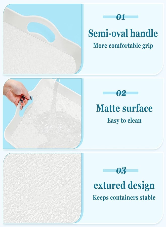 Enjamyo 3 Pack Serving Trays with Handles, 16 x 11 inch Rectangular Plastic Serving Platter, Food Serving Tray for Restaurant Buffets, Diners, School Lunch(White) - Image 4