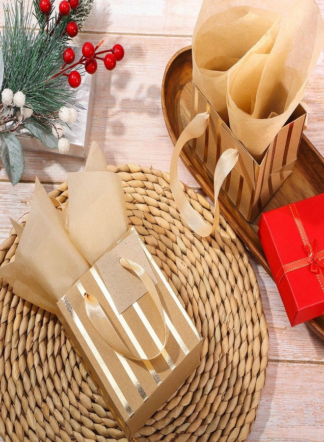 Tenare 12 Pcs Small Gift Bags Mini Metallic Paper Bag Bulk Tiny with Handle Tissue Paper for Gift Wrapping Happy Valentines Day Chinese New Year Birthday Party(4 x 2.75 x 4.5 Inch,Brown Gold) - Image 4