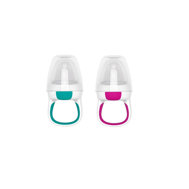 OXO Tot Silicone Self-Feeder 2 Pack Teal/Pink - Image 1