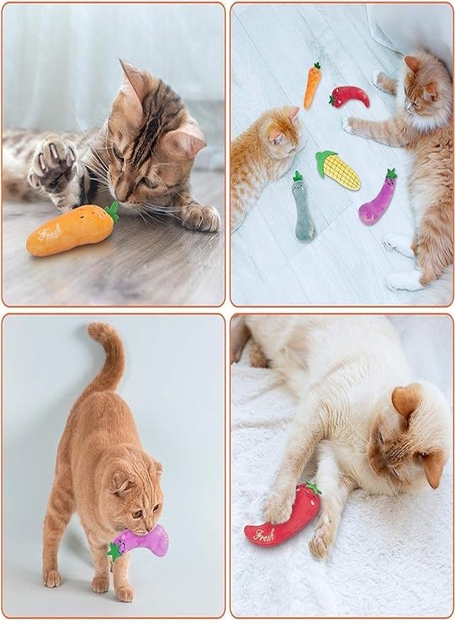 PETANGEL 5Pcs Bite Resistant Catnip Toys, Farm Theme Catnip Toys Filled Cat Teething Chew Toy, Interactive Kitten Exercise Kicker Toys for Indoor Cats, Cat Pillow Toys - Image 4