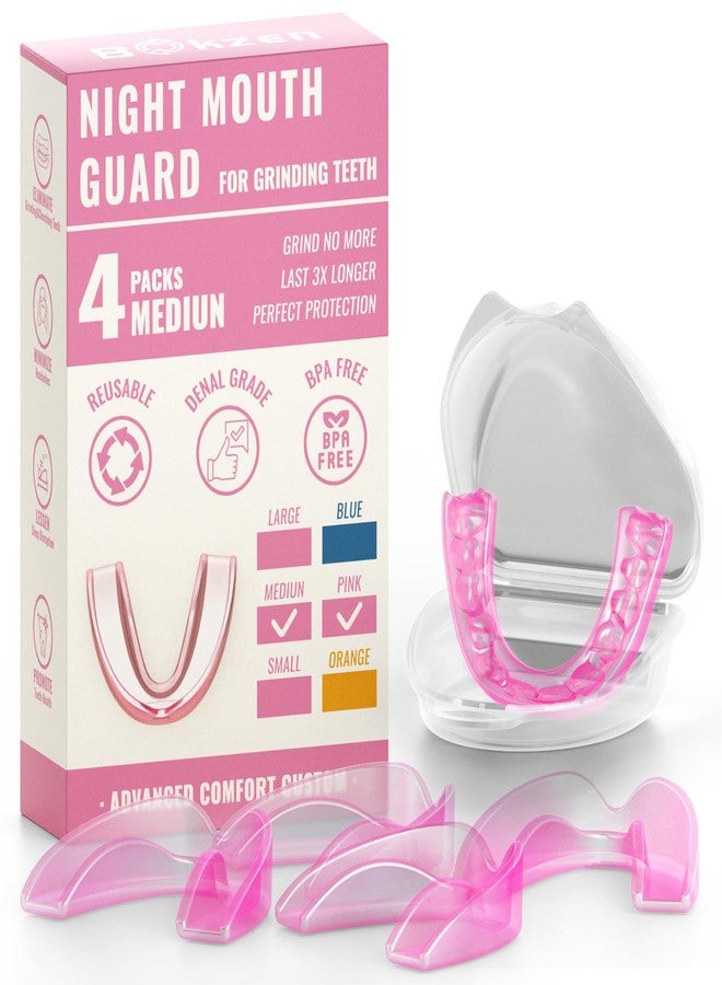 Bokzen Mouth Guard for Women 4 Pack Medium Size - Pink - Image 1