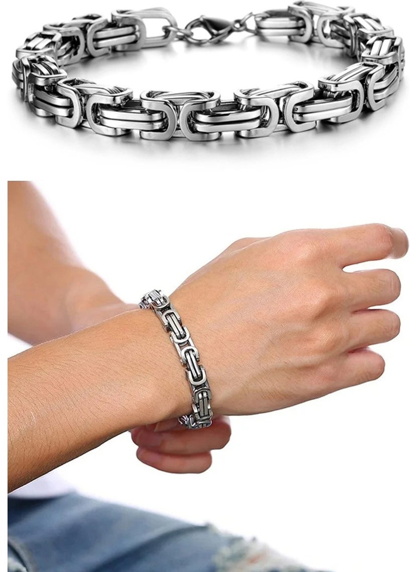 Takı Dükkanı 6mm King Model Men's Steel Bracelet Gift for Men scb29  - Image 1