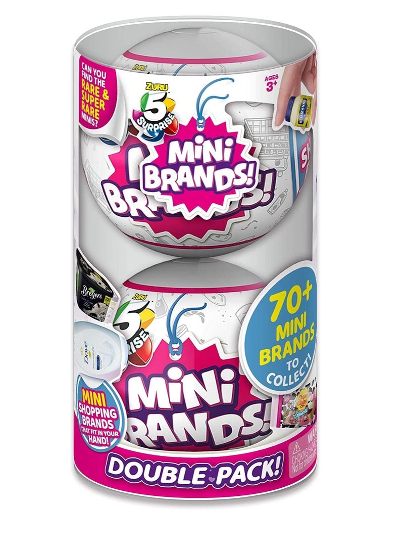 5 Surprise - Mini Brands 2 Pack Series 1 by ZURU Mystery Real Miniature Collectible Toy Capsule PVC Tube Packaging Gold - Image 1