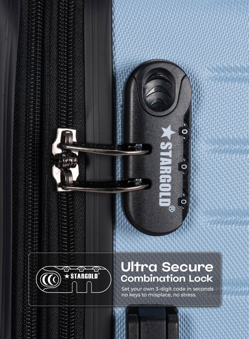 ستارجولد 4 عبوات من عربة أمتعة مقفلة ذات رقم دوار للجانب الصلب - Image 3