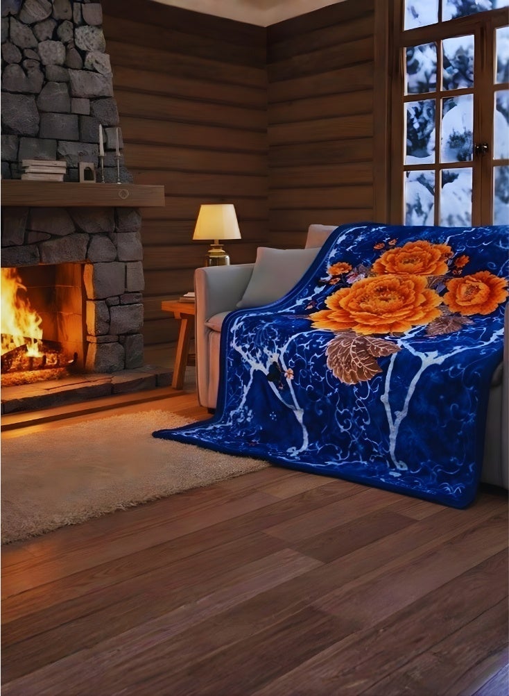 Luxury 8KG Super Soft Orange Floral Blanket Size 240 Cm By 220 Cm Double-Layer – Thick Warm Plush Bed Blanket with Large Flower Design Made Of High-Quality Material - Image 4