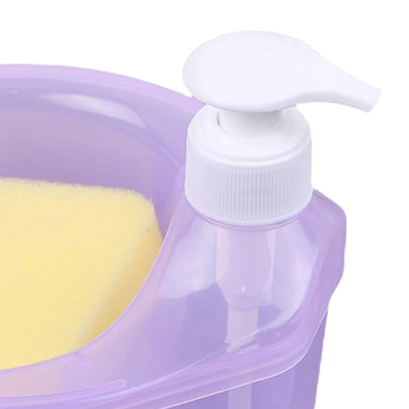 Woffely 2 in 1 Double Layer Circle Liquid soap Dispenser with Pump and Sponge Soap Scrubber Holder Multifunctional Dishwashing Container 1000ml Manual Sink Dish Washing - Image 3