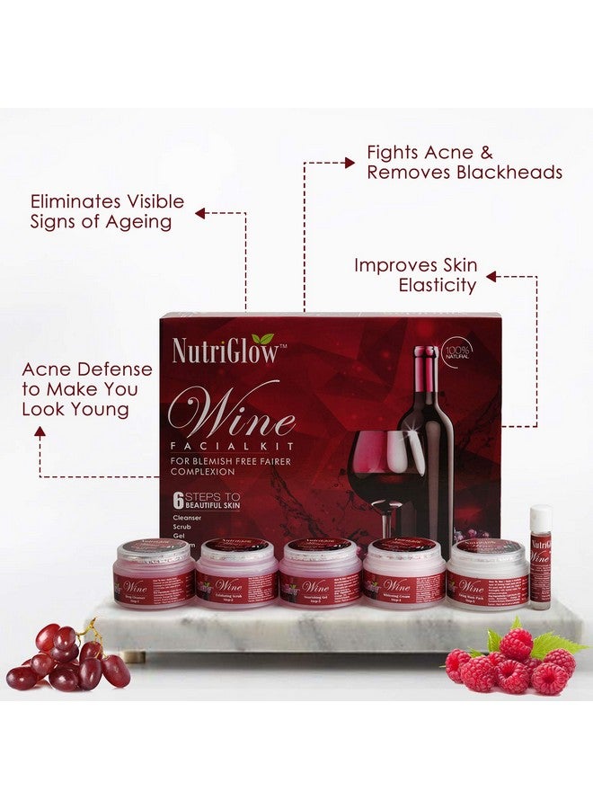 NutriGlow Wine Facial Kit (250gm + 10ml) De tan Scrub (65ml) Aloe Vera Massage Gel (100gm) & Fresh Rose Toner (120 ml) For Remove Blackheads, Remove Sun Tan, Dark Spot, Pack of 4 - Image 3