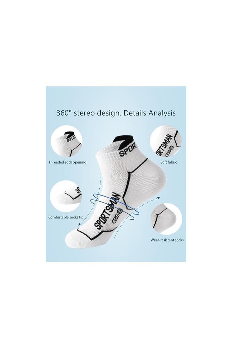 SOLARAE Men's Cotton Low Cut Athletic Socks - Breathable, Cushioned, Arch Support, 6 Pairs (Size 6-12) - Image 4