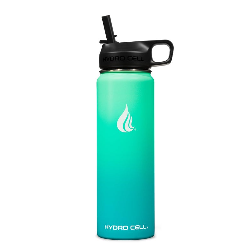 HYDRO CELL Stainless Steel Insulated Water Bottle with Straw - For Cold & Hot Drinks - Metal Vacuum Flask with Screw Cap and Modern Leakproof Sport Thermos for Adults (Mint/Green 24oz) - Image 2