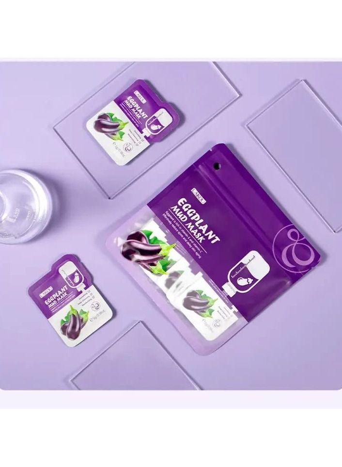 Laikou Eggplant Mud Mask for Moisturizing, Cleansing, Removing Blackheads and Protecting Acne Prone Skin, 5g x 12 Pieces  - Image 4