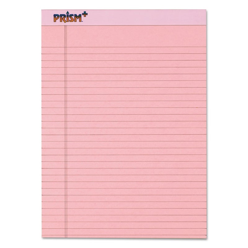 Tops Prism Writing Pads, 8-1/2" x 11-3/4", Legal Rule, Pink, Perforated, 50 Sheets, 12 Pack (63150) - Image 1