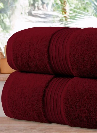 Bliss Casa 2-Piece Bath Sheets, 100% Combed Cotton 550 GSM Superior Quality Towels, Quick Dry Highly Absorbent 90x180 cm Burgundy 35x70cm