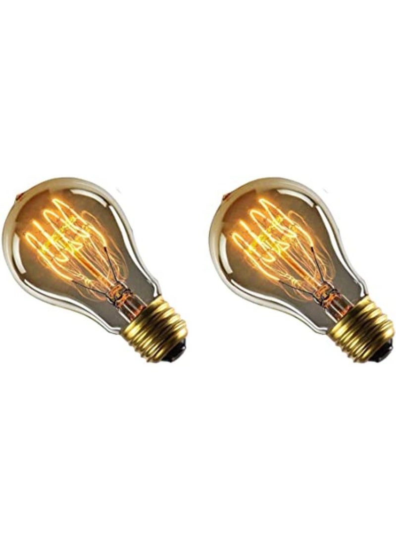QUESERA Vintage Light Bulbs Filament Light Bulbs Edison bulbs A19 PACK OF 2 E27 40W Dimmable Squirrel Cage Filament Edison Light Bulb for Restaurant Home Office