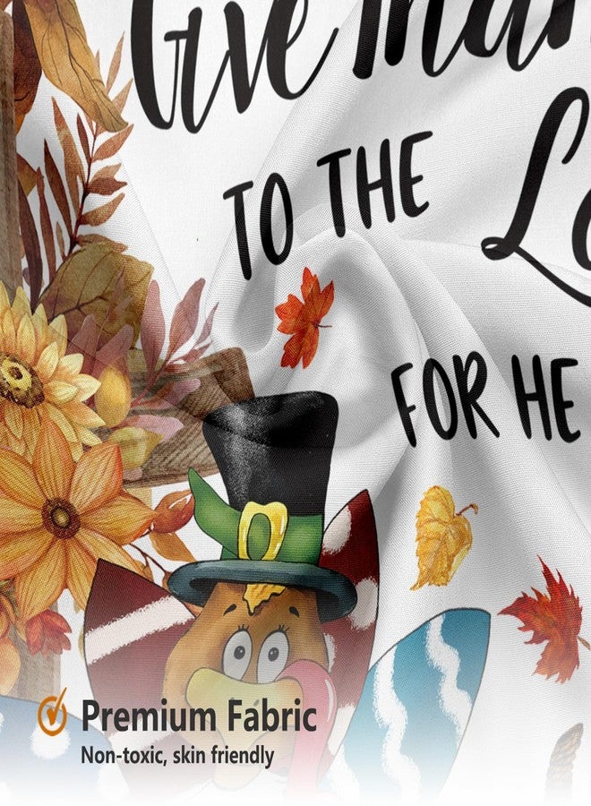 ميهوفوند ستارة حمام MEHOFOND لعيد الشكر السعيد، اشكروا الرب لأنه صالح، ستارة حمام خريفية لعيد الشكر، مزينة برسومات ديك رومي، ديكور منزلي بنقشة اليقطين، قماش مقاوم للماء، 72 × 72 بوصة - Image 4