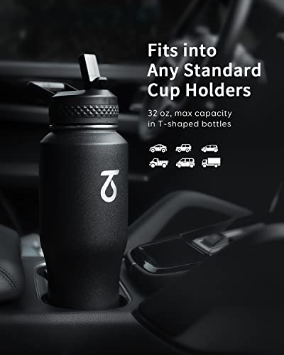 Trebo 32 oz Water Bottle Insulated Fit in Any Car Cup Holder,Triple Wall Vacuum Stainless Steel Water Bottles (Keep Cold for 48 Hrs),Leakproof Tumbler Flask with Paracord Handle,Straw Spout Lids - Image 2