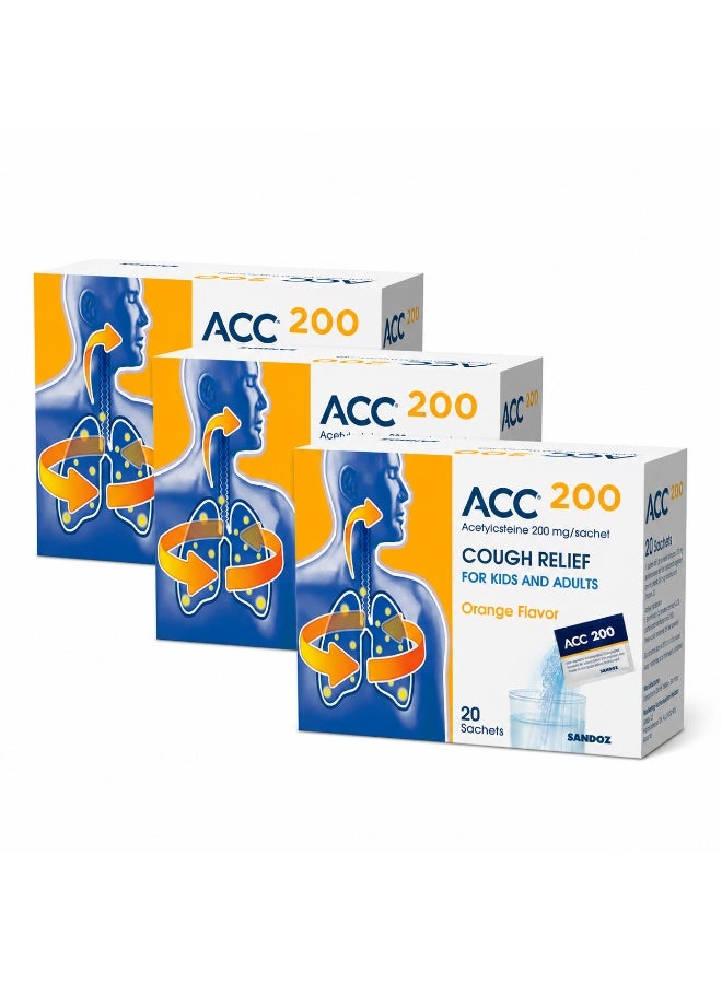 ACC 200 - 20 Sachets 3PCS| Acetylcysteine 200mg Orange Flavor Cough Relief