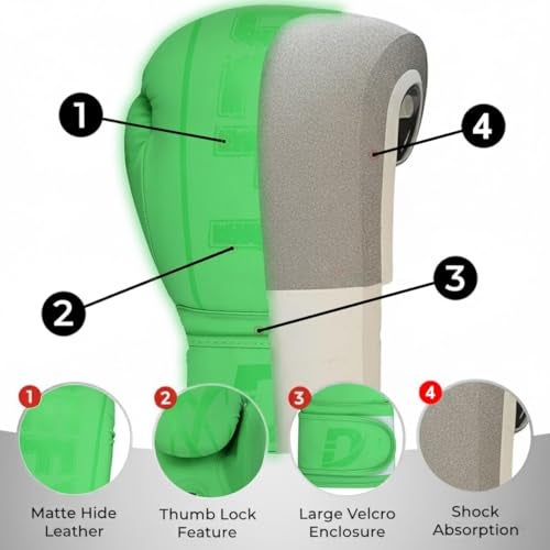 DEFY Challenge Your Fear DEFY Boxing Gloves for Men & Women - Premium Quality Synthetic Leather Boxing Gloves for Training - Perfect for Punching Heavy Bags, Sparring, & Fighting Gloves (Green, 12oz) - Image 5