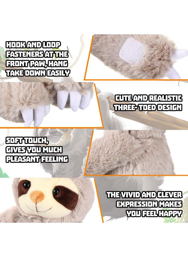 Queekay 2 Packs Sloth Stuffed Animal Hanging 18 Inch Three Toed Sloth Plush Sloth Plush Toy With Hook And Loop Hands For Teens Adults Gifts Decors Gray - Image 4