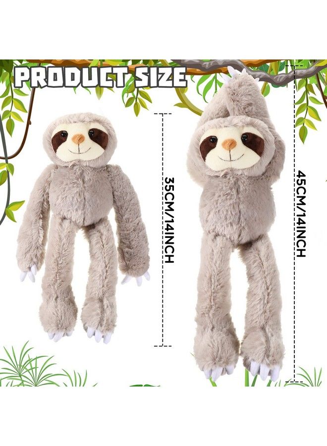 Queekay 2 Packs Sloth Stuffed Animal Hanging 18 Inch Three Toed Sloth Plush Sloth Plush Toy With Hook And Loop Hands For Teens Adults Gifts Decors Gray - Image 3