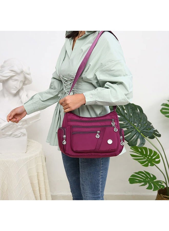 Mudono Crossbody Bag for Women Nylon Shoulder Purse Roomy Large Capacity Travel Purse Lightweight Messenger Satchel, Dark Blue - Image 2