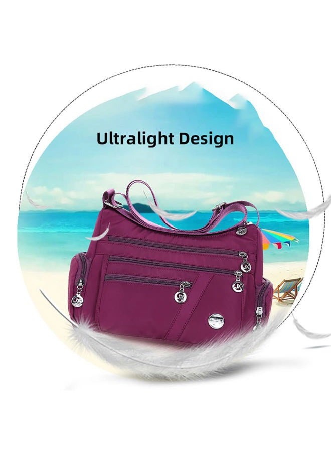 Mudono Crossbody Bag for Women Nylon Shoulder Purse Roomy Large Capacity Travel Purse Lightweight Messenger Satchel, Dark Blue - Image 3