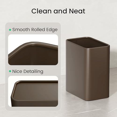 Cesun Small Bathroom Trash Can, 2.1 Gallons, Open-Top, Brown Metal, Stainless Steel, Modern, Ideal for Bathroom, Bedroom, Home Office,Toilet, Rv,Near Desk, Under Sink - Image 5