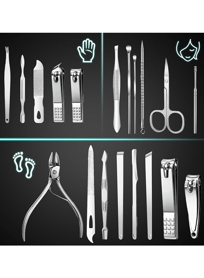 Manicure Kit,19 in 1 Nail Clippers Pedicure Kit,Manicure Tool Kit,Travel Essentials Nail Kit,Includes Nail Clippers,Nail File,Pedicure Tools,Pedicure Kit,Facial Grooming Kit,Gifts for Men Woman(19Pcs) - Image 3
