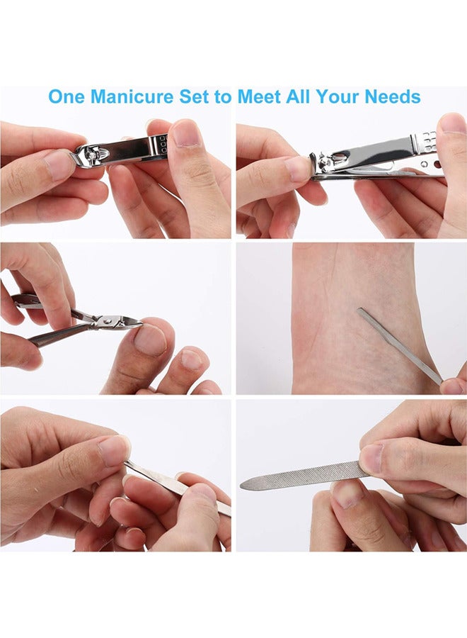 Manicure Kit,19 in 1 Nail Clippers Pedicure Kit,Manicure Tool Kit,Travel Essentials Nail Kit,Includes Nail Clippers,Nail File,Pedicure Tools,Pedicure Kit,Facial Grooming Kit,Gifts for Men Woman(19Pcs) - Image 4
